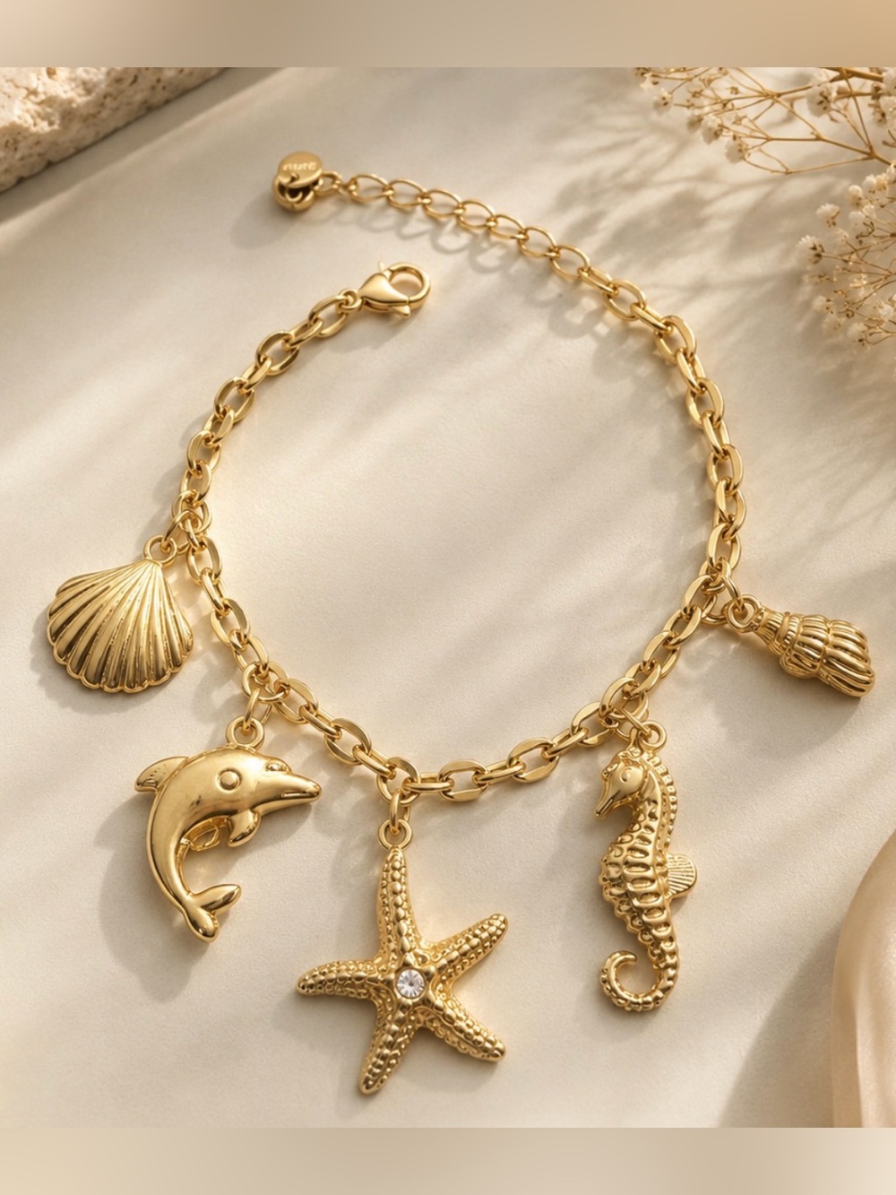 Gold Sea Life Charm Bracelet - Women Jewelry